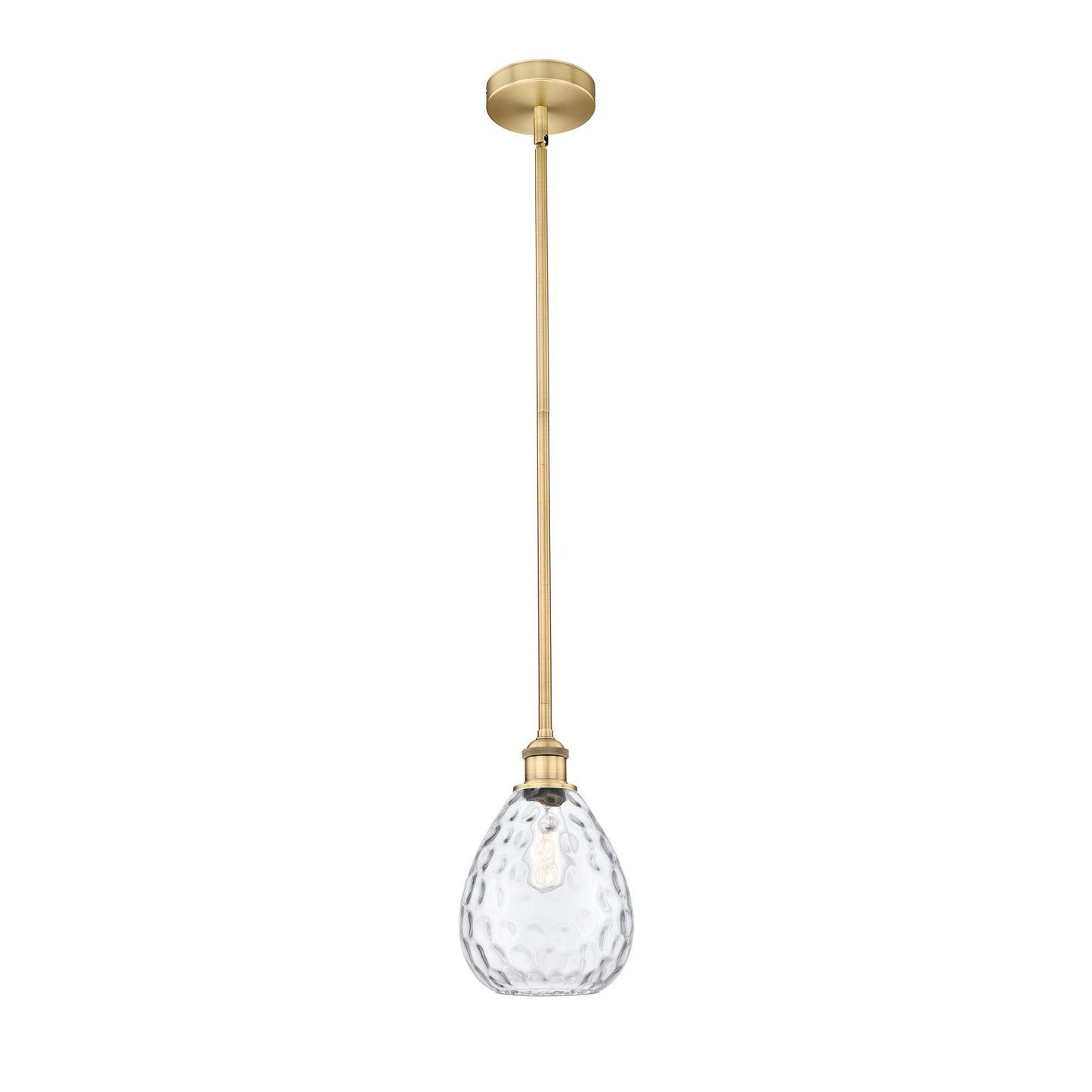 Innovations Waverly 8in 1-Light Mini Pendant | Industrial Brushed Brass Steel and Clear Glass | Kitchen Island & Dining Room | Model 616-1S-BB-G372-LED