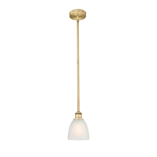 Innovations Castile 6in 1-Light Mini Pendant | Industrial Brushed Brass Steel and White Glass | Kitchen Island & Dining Room | Model 616-1S-BB-G381-LED