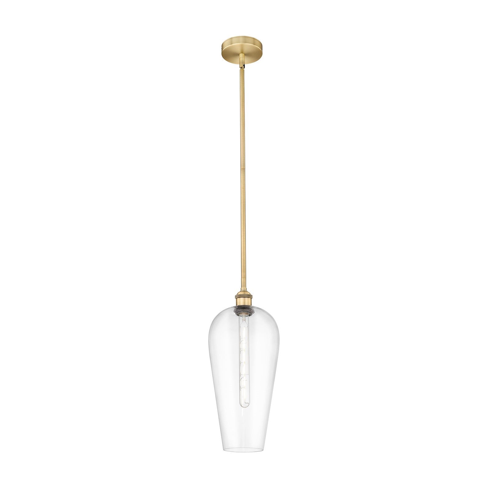 Innovations Chelsea 8in 1-Light Mini Pendant | Industrial Brushed Brass Steel and Clear Glass | Kitchen Island & Dining Room | Model 616-1S-BB-G456-8CL