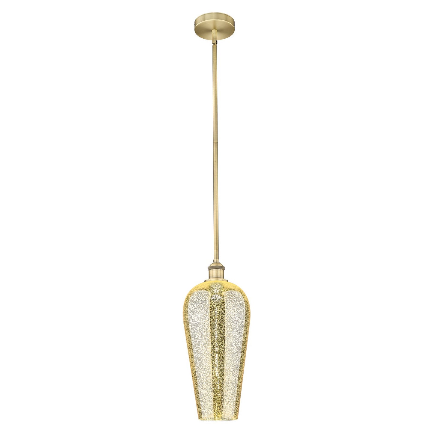Innovations Chelsea 8in 1-Light Mini Pendant | Industrial Brushed Brass Steel and Mercury Cone Glass | Kitchen Island & Dining | Model 616-1S-BB-G456-8ME