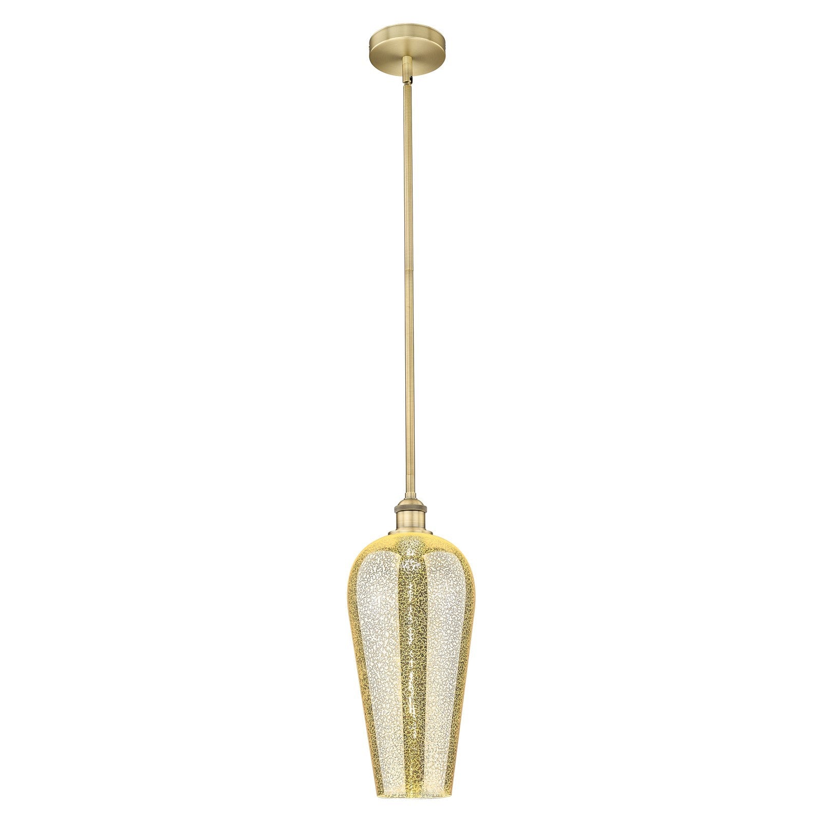 Innovations Chelsea 8in 1-Light Mini Pendant | Industrial Brushed Brass Steel and Mercury Cone Glass | Kitchen Island & Dining | Model 616-1S-BB-G456-8ME