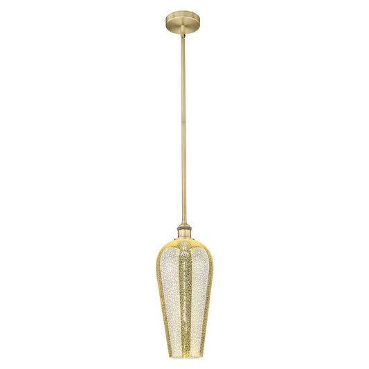 Innovations Chelsea 8in 1-Light Mini Pendant | Industrial Brushed Brass Steel and Mercury Cone Glass | Kitchen Island & Dining | Model 616-1S-BB-G456-8ME
