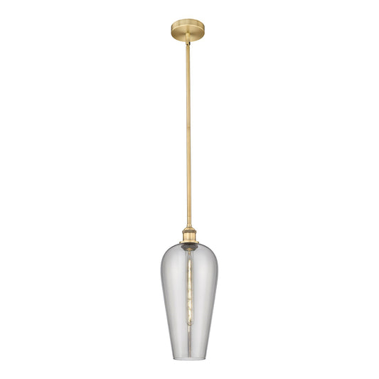 Innovations Chelsea 8in 1-Light Mini Pendant | Industrial Brushed Brass Steel and Light Smoke Glass | Kitchen Island & Dining | Model 616-1S-BB-G456-8SM