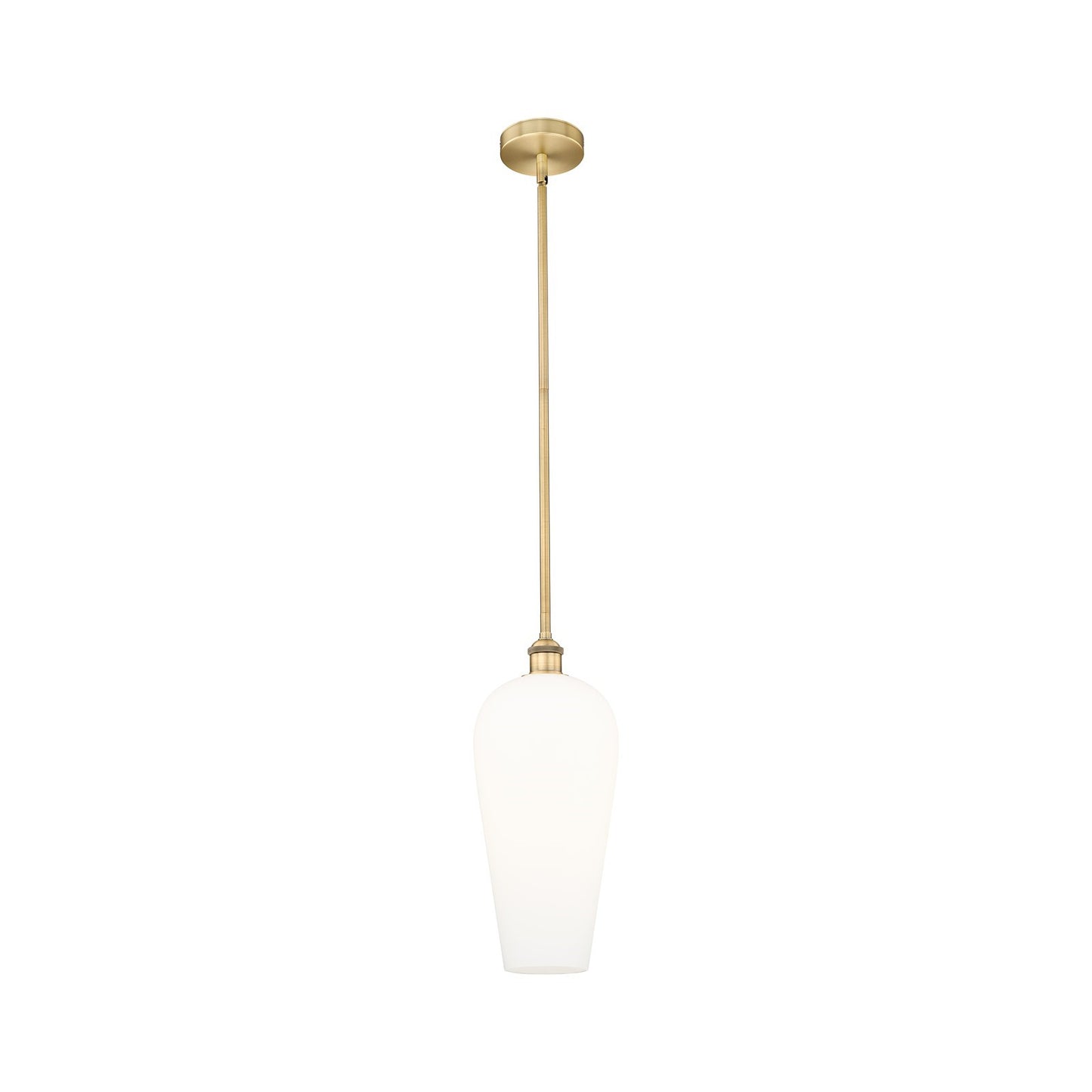 Innovations Chelsea 8in 1-Light Mini Pendant | Industrial Brushed Brass and White Glass | Kitchen Island & Dining Room | Damp | Model 616-1S-BB-G456-8WH