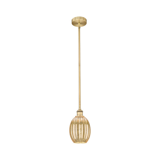 Innovations Preston Bulb 6.25in 1-Light Mini Pendant | Industrial Brushed Brass Steel and Mercury Glass | Kitchen Island & | Model 616-1S-BB-G459-6ME