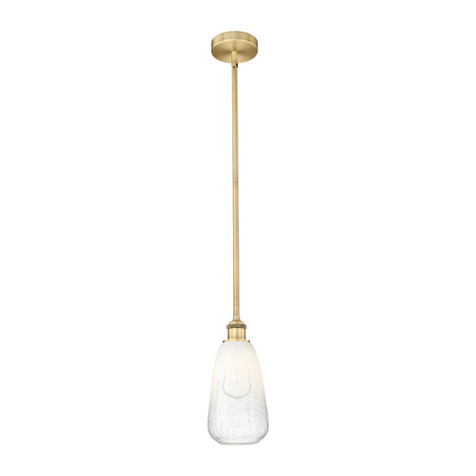 Innovations Brookhaven Almond 6in 1-Light Mini Pendant | Industrial Brushed Brass and Opal Glass | Kitchen Island & Dining Room | Model 616-1S-BB-G480-6OP
