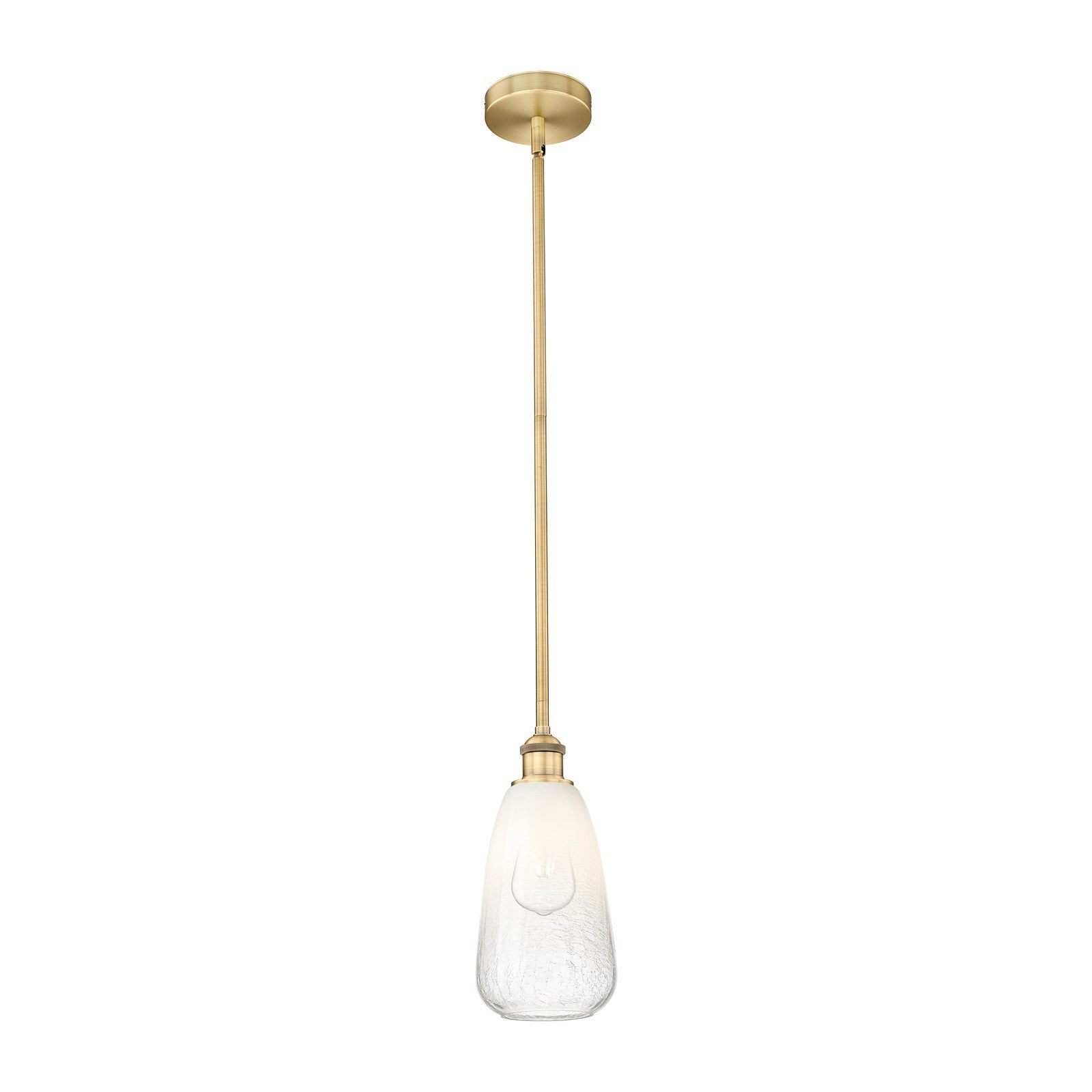 Innovations Brookhaven Almond 6in 1-Light Mini Pendant | Industrial Brushed Brass and Opal Glass | Kitchen Island & Dining Room | Model 616-1S-BB-G480-6OP