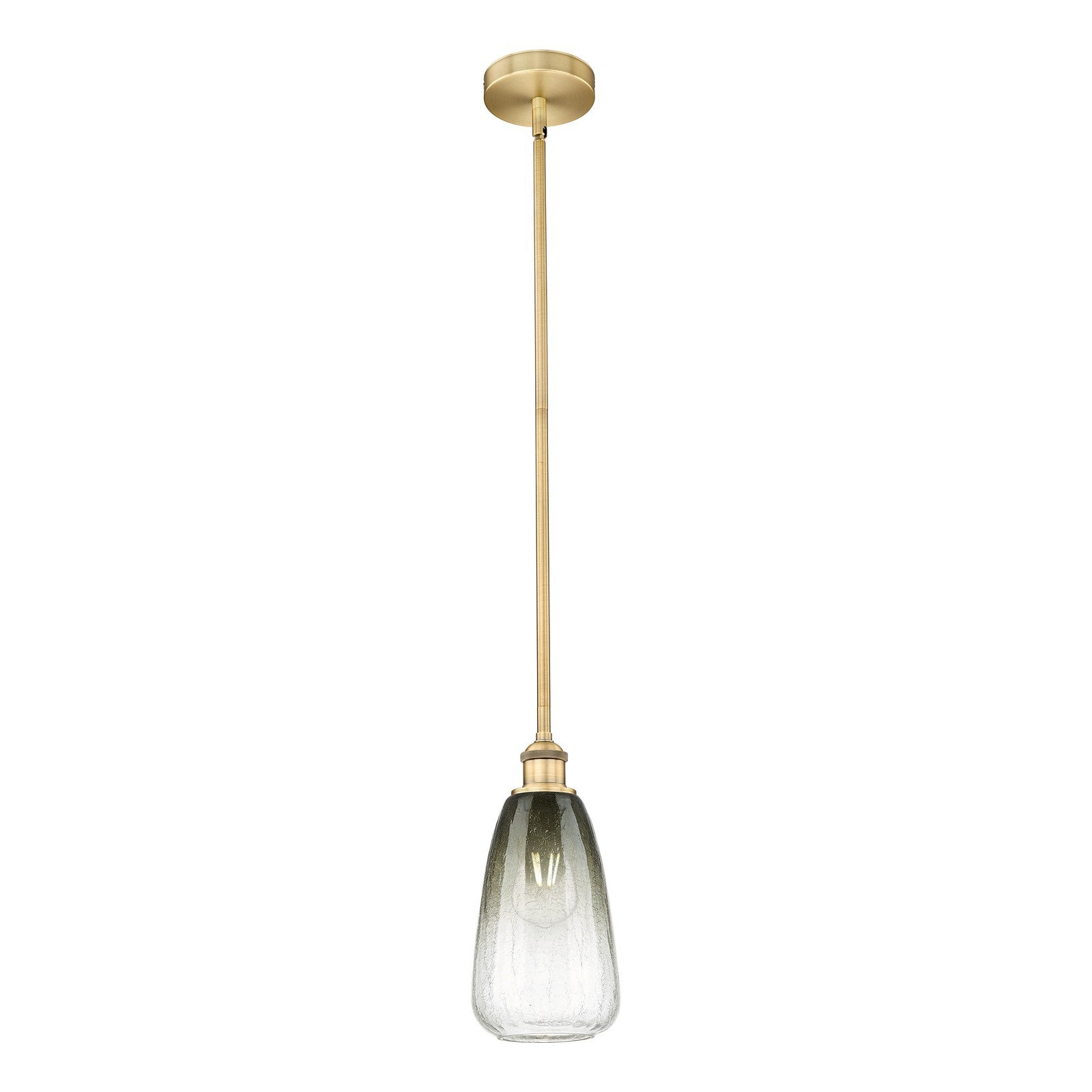 Innovations Brookhaven Almond 6in 1-Light Mini Pendant | Industrial Brushed Brass and Slate Glass | Kitchen Island & Dining | Model 616-1S-BB-G480-6SL