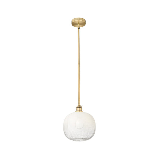 Innovations Brookhaven Sphere 11in 1-Light Mini Pendant | Industrial Brushed Brass Steel and Opal Glass | Kitchen Island & | Model 616-1S-BB-G481-10OP