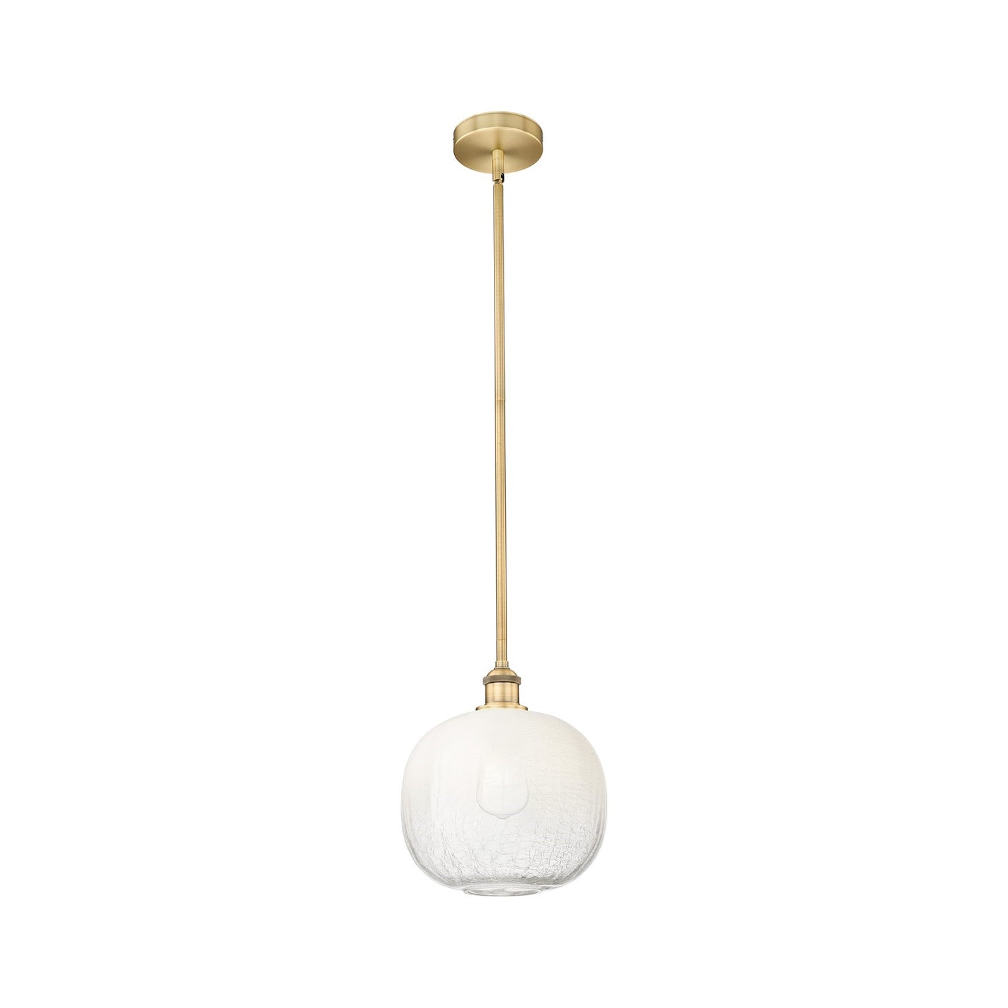 Innovations Brookhaven Sphere 11in 1-Light Mini Pendant | Industrial Brushed Brass Steel and Opal Glass | Kitchen Island & | Model 616-1S-BB-G481-10OP