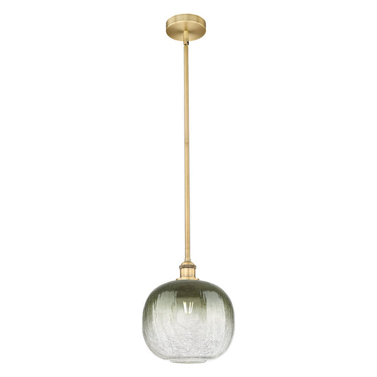 Innovations Brookhaven Sphere 11in 1-Light Mini Pendant | Industrial Brushed Brass Steel and Slate Glass | Kitchen Island & | Model 616-1S-BB-G481-10SL