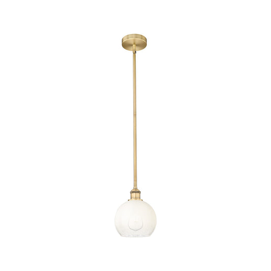 Innovations Brookhaven Globe 8in 1-Light Mini Pendant | Industrial Brushed Brass and Opal Glass | Kitchen Island & Dining Room | Model 616-1S-BB-G483-8OP