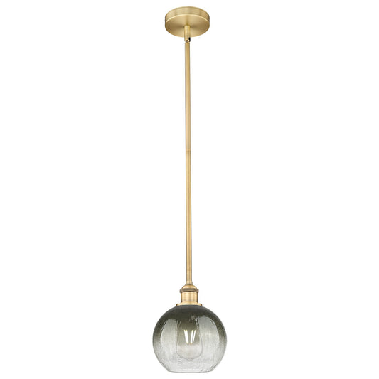 Innovations Brookhaven Globe 8in 1-Light Mini Pendant | Industrial Brushed Brass and Slate Glass | Kitchen Island & Dining Room | Model 616-1S-BB-G483-8SL