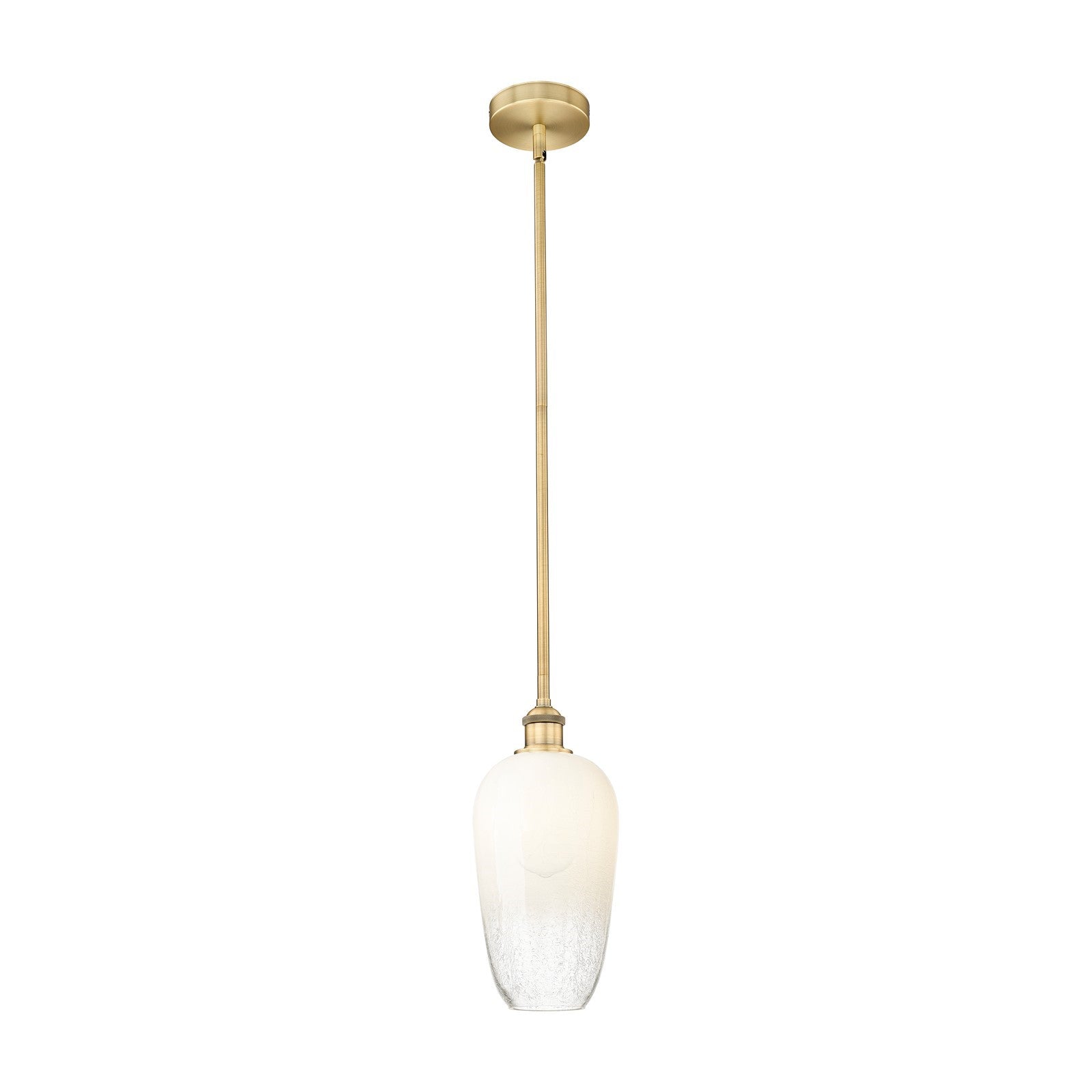 Innovations Brookhaven Flute 7in 1-Light Mini Pendant | Industrial Brushed Brass Steel and Opal Glass | Kitchen Island & Dining | Model 616-1S-BB-G484-7OP
