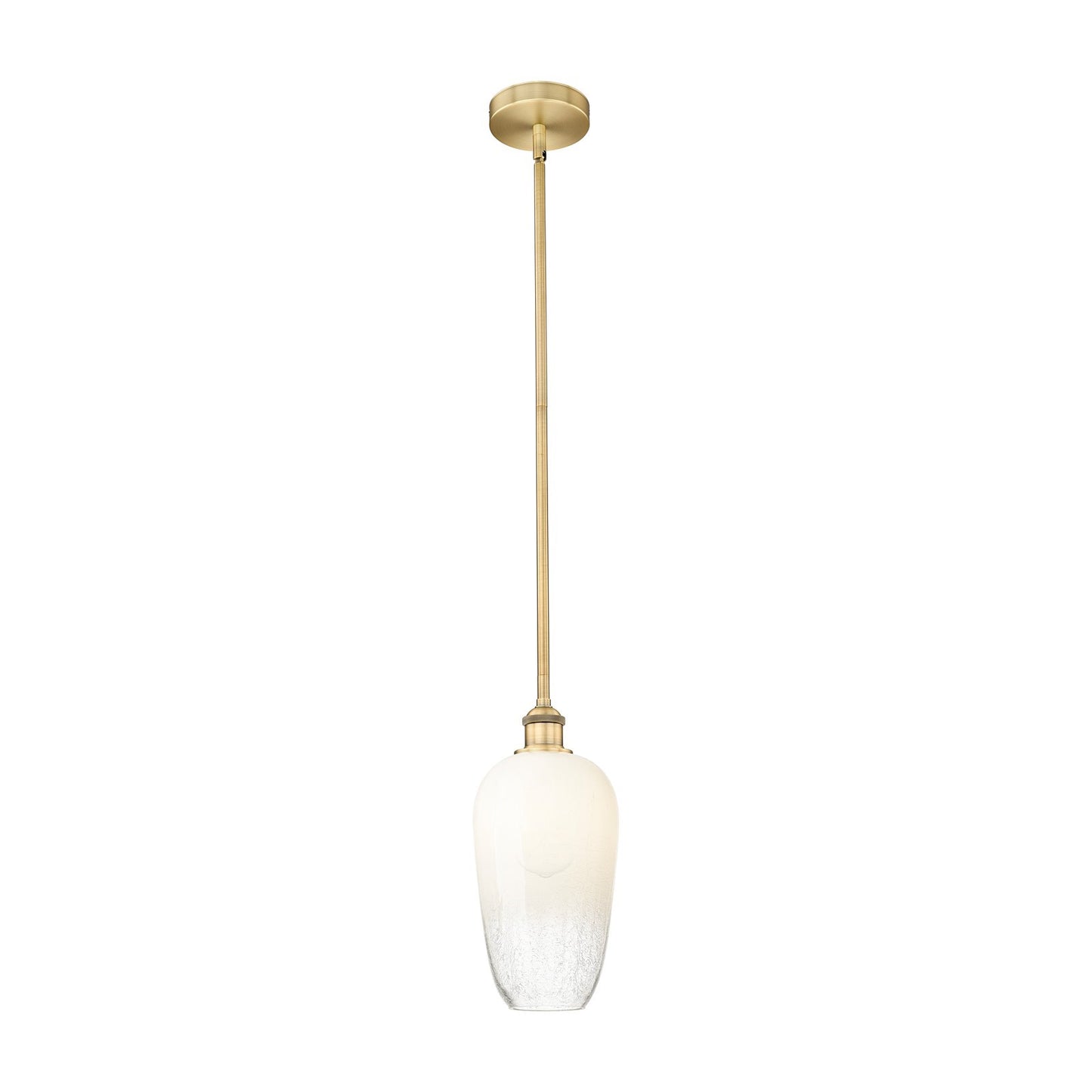 Innovations Brookhaven Flute 7in 1-Light Mini Pendant | Industrial Brushed Brass Steel and Opal Glass | Kitchen Island & Dining | Model 616-1S-BB-G484-7OP