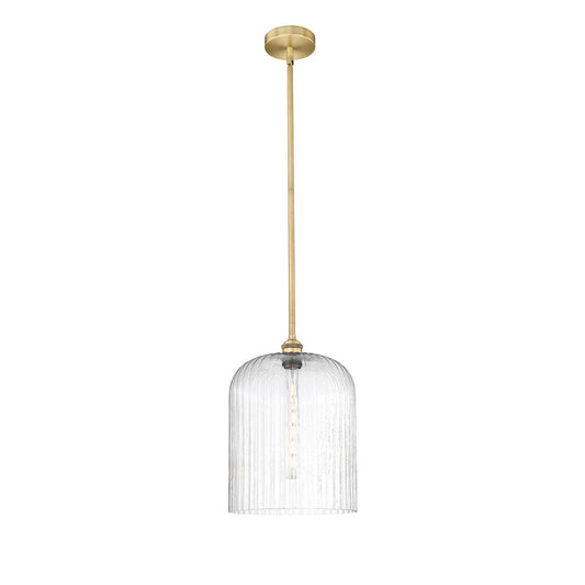 Innovations Bridal Veil 5in 1-Light Mini Pendant | Art Nouveau Brushed Brass Steel and Seedy Ribbed Glass | Kitchen Island & | Model 616-1S-BB-G559-12SDY