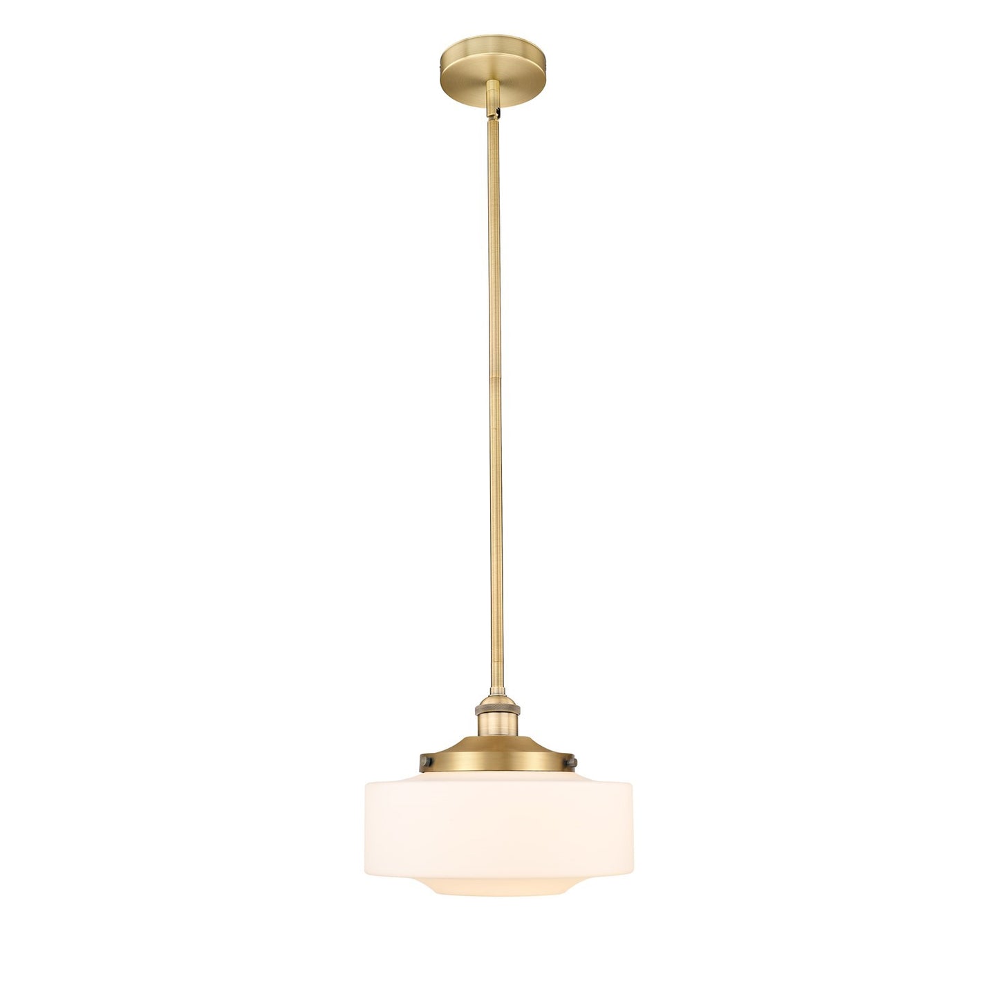 Innovations Bridgeton 12in 1-Light Mini Pendant | Traditional Brushed Brass and Matte White Frosted Glass | Kitchen Island & | Model 616-1S-BB-G691-12