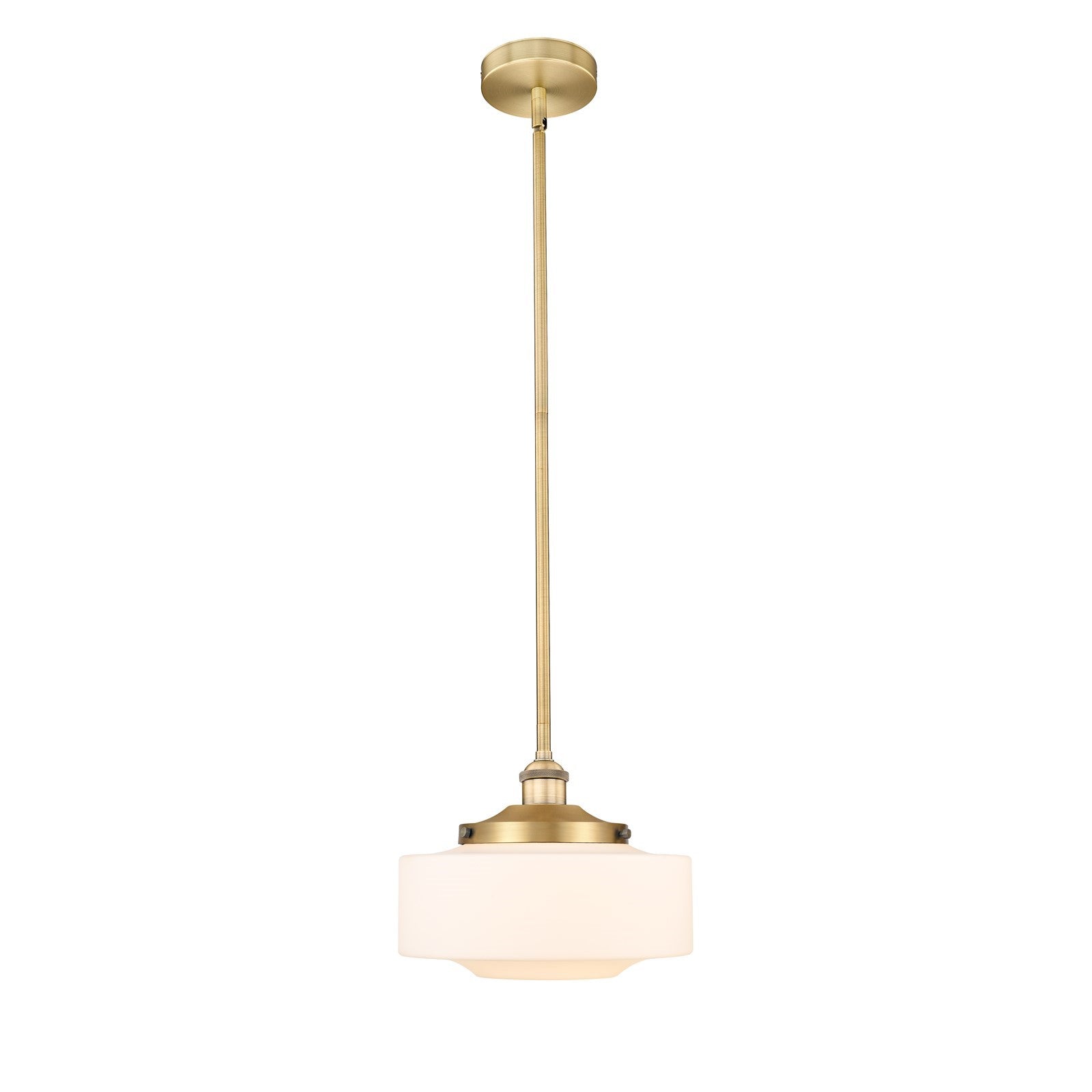 Innovations Bridgeton 12in 1-Light Mini Pendant | Traditional Brushed Brass and Matte White Frosted Glass | Kitchen Island & | Model 616-1S-BB-G691-12
