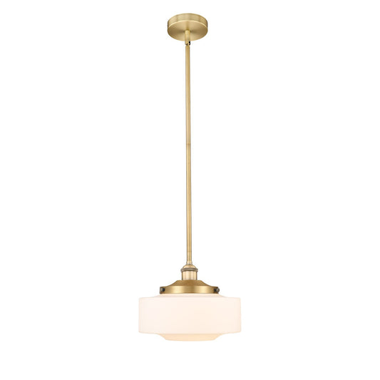 Innovations Bridgeton 12in 1-Light Mini Pendant | Traditional Brushed Brass and Matte White Frosted Glass | Kitchen Island & | Model 616-1S-BB-G691-12