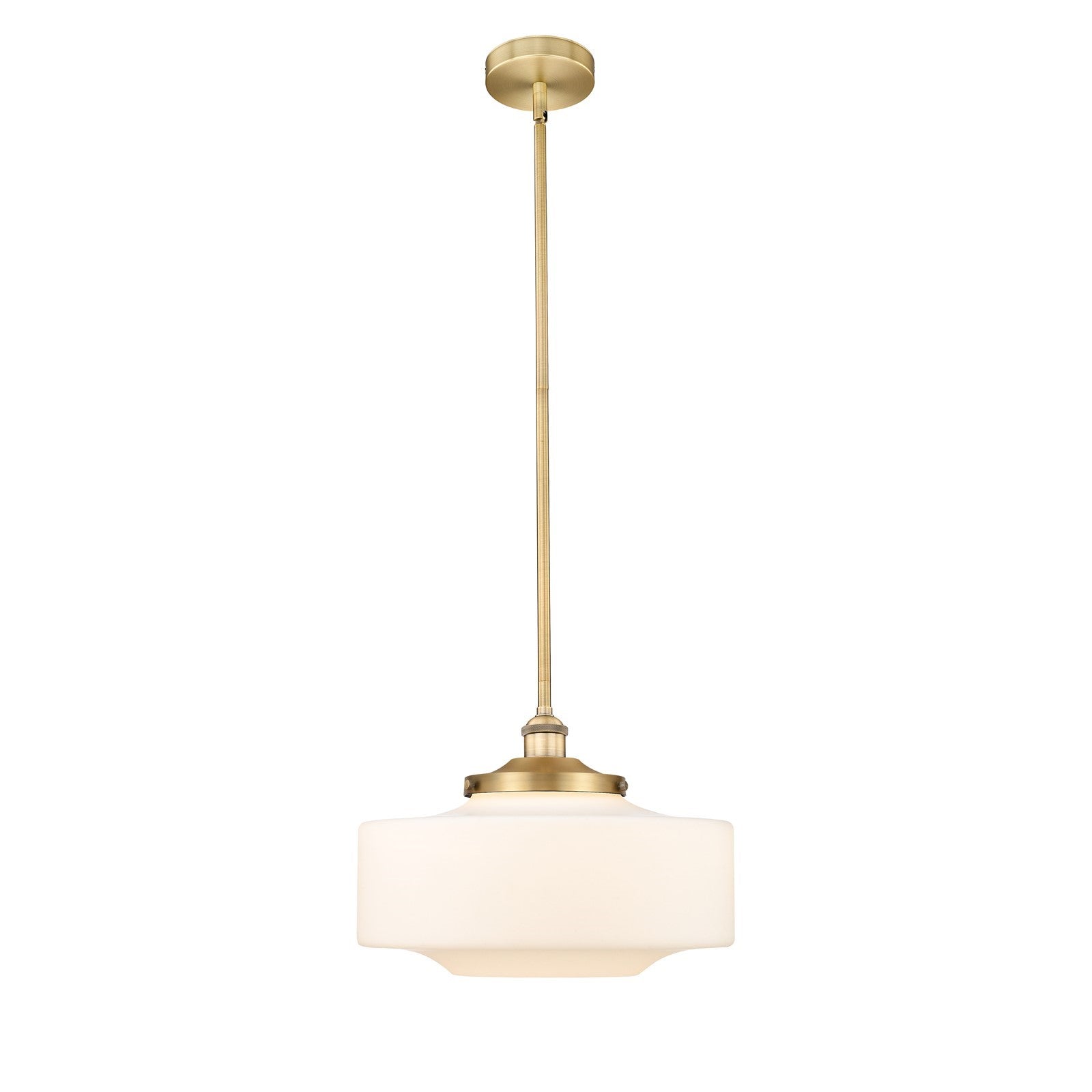 Innovations Bridgeton 12in 1-Light Mini Pendant | Traditional Brushed Brass and Matte White Frosted Glass | Kitchen Island & | Model 616-1S-BB-G691-16
