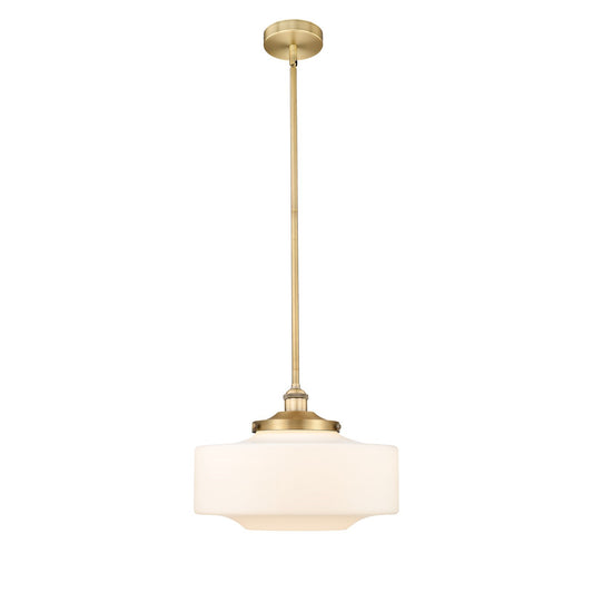 Innovations Bridgeton 12in 1-Light Mini Pendant | Traditional Brushed Brass and Matte White Frosted Glass | Kitchen Island & | Model 616-1S-BB-G691-16