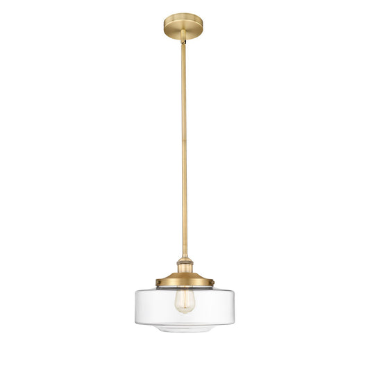 Innovations Bridgeton 12in 1-Light Mini Pendant | Traditional Brushed Brass Steel and Clear Glass | Kitchen Island & Dining Room | Model 616-1S-BB-G692-12