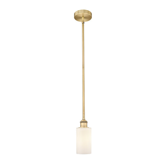 Innovations Lighting Clymer 1-Light Mini Pendant | Art Nouveau Brushed Brass and Matte White Glass | Kitchen Island & Dining Room | Model 616-1S-BB-G801