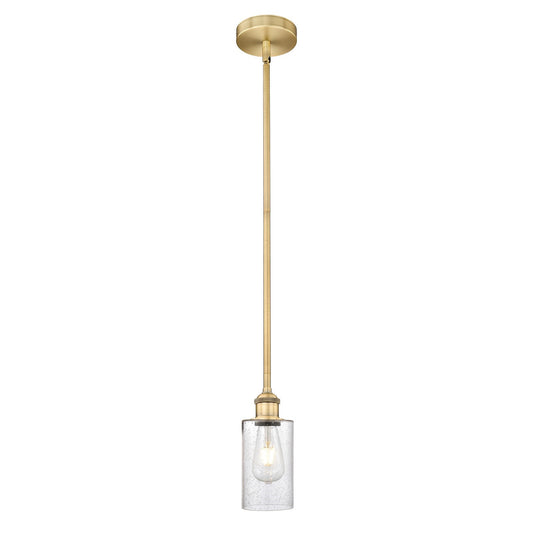 Innovations Clymer 4in 1-Light Mini Pendant | Art Nouveau Brushed Brass Steel and Seedy Glass | Kitchen Island & Dining Room | 3.88 | Model 616-1S-BB-G804