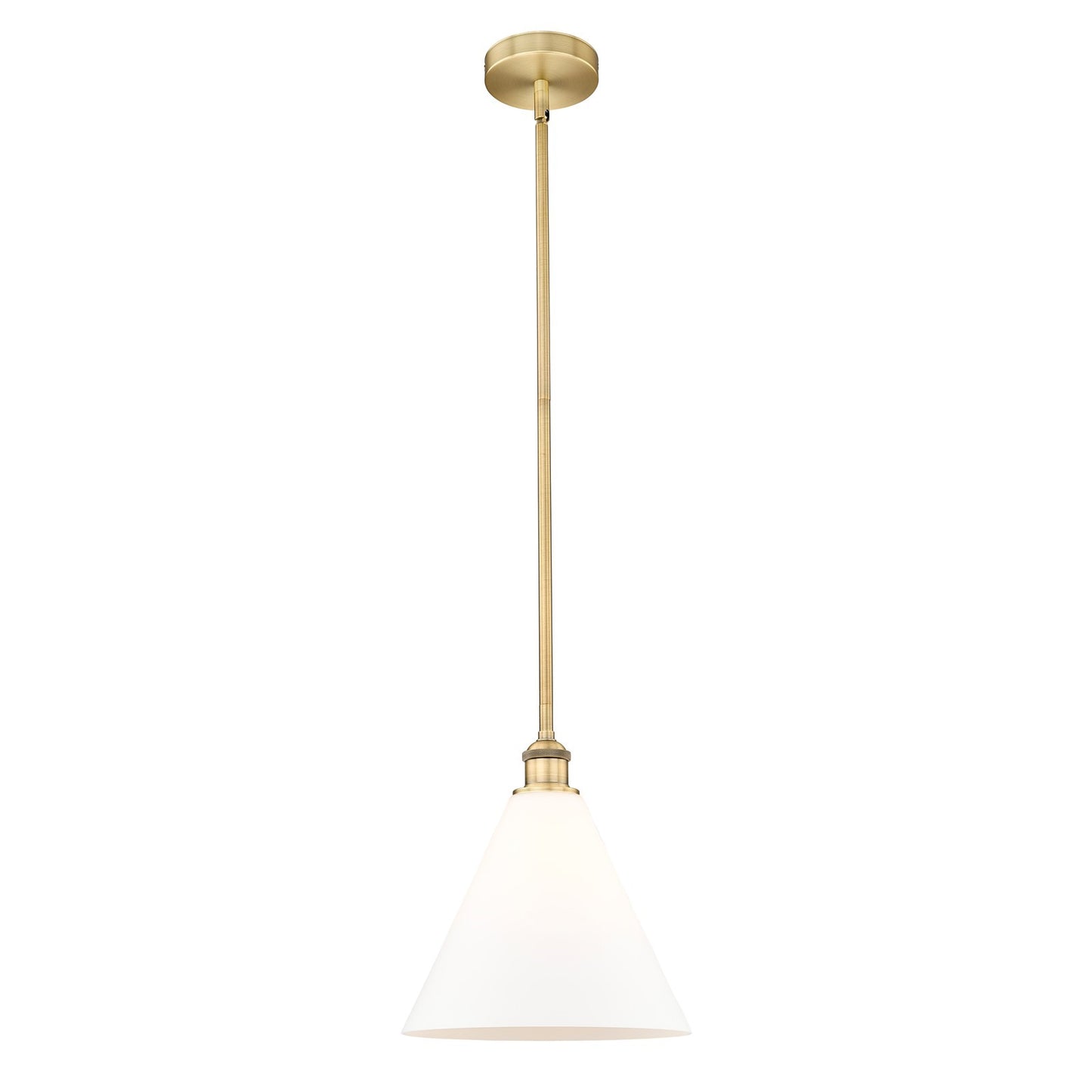 Innovations Berkshire 12in 1-Light Mini Pendant | Industrial Brushed Brass Steel and Matte White Glass | Kitchen Island & | Model 616-1S-BB-GBC-121-LED