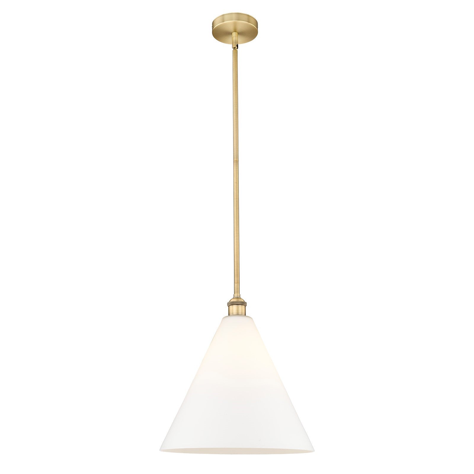 Innovations Berkshire Glass 16in 1-Light Pendant | Industrial Brushed Brass Steel and Matte White Glass | Kitchen Island & | Model 616-1S-BB-GBC-161-LED