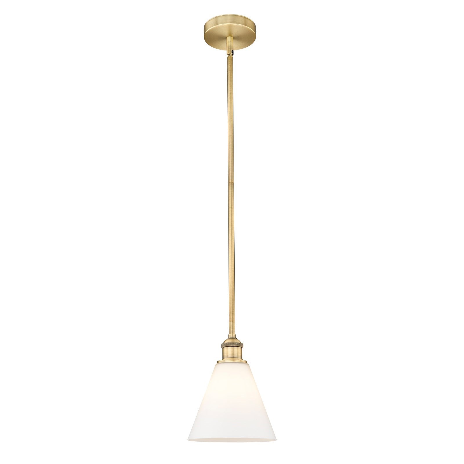 Innovations Berkshire Glass 8in 1-Light Mini Pendant | Industrial Brushed Brass Steel and Matte White Glass | Kitchen Island & | Model 616-1S-BB-GBC-81