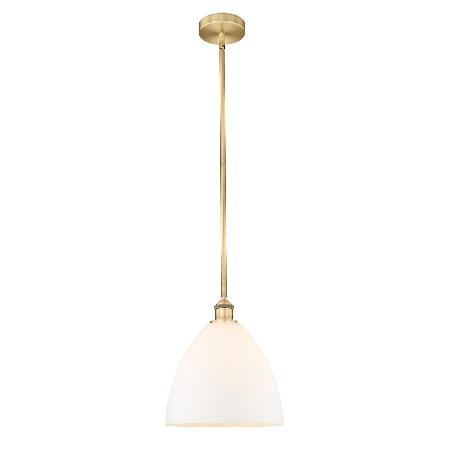 Innovations Bristol 12in 1-Light Mini Pendant | Industrial Brushed Brass Steel and Matte White Glass | Kitchen Island & Dining | Model 616-1S-BB-GBD-121