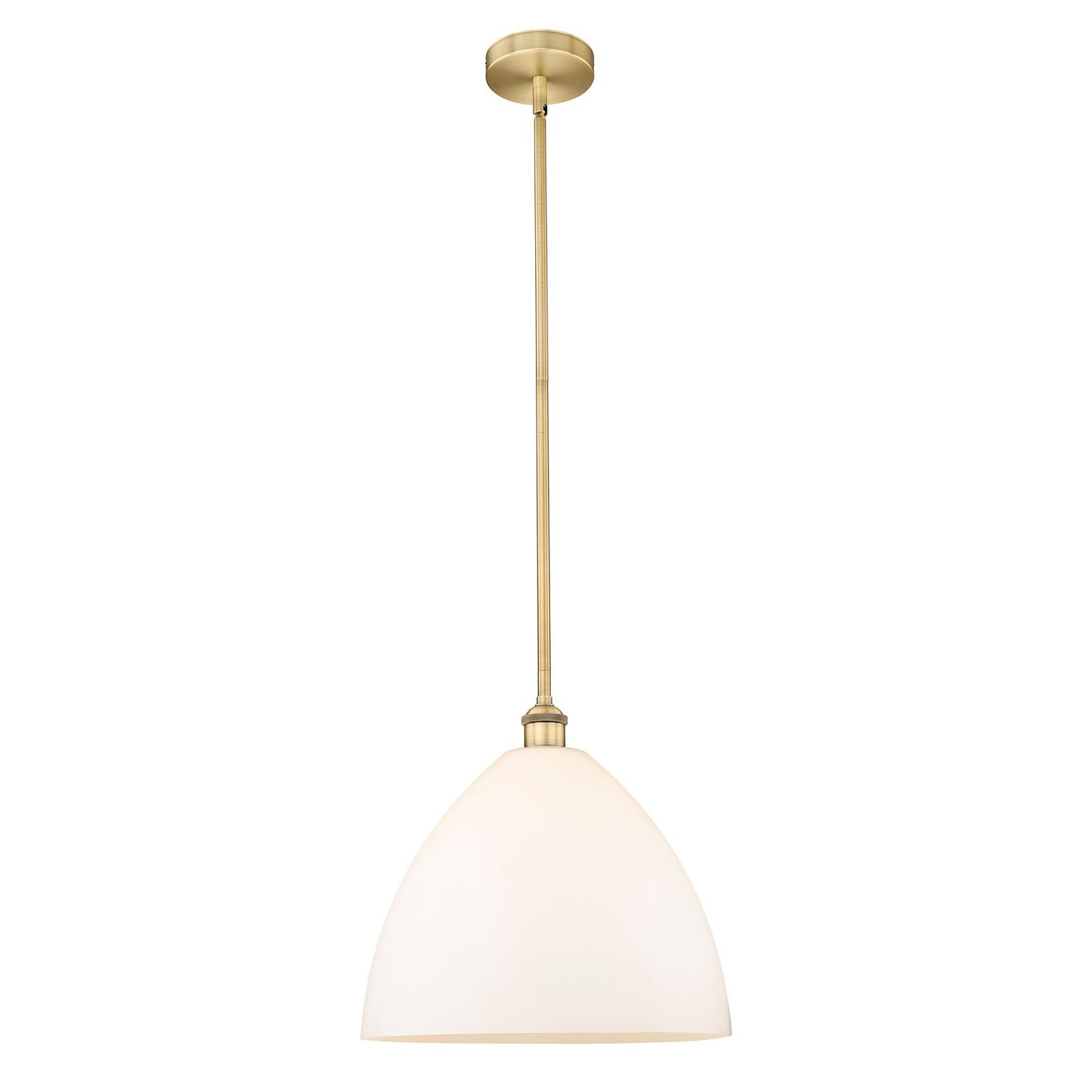 Innovations Bristol 16in 1-Light Pendant | Industrial Brushed Brass Steel and Matte White Glass | Kitchen Island & Dining Room | Model 616-1S-BB-GBD-161