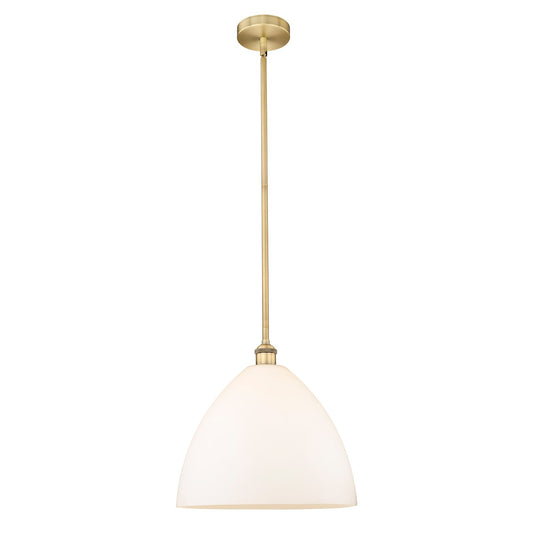 Innovations Bristol 16in 1-Light Pendant | Industrial Brushed Brass Steel and Matte White Glass | Kitchen Island & Dining Room | Model 616-1S-BB-GBD-161