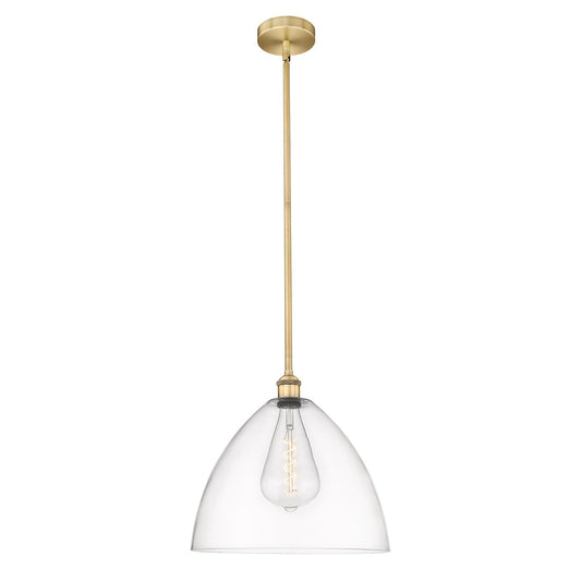 Innovations Bristol 16in 1-Light Pendant | Industrial Brushed Brass Steel and Clear Glass | Kitchen Island & Dining Room | 16 x | Model 616-1S-BB-GBD-162