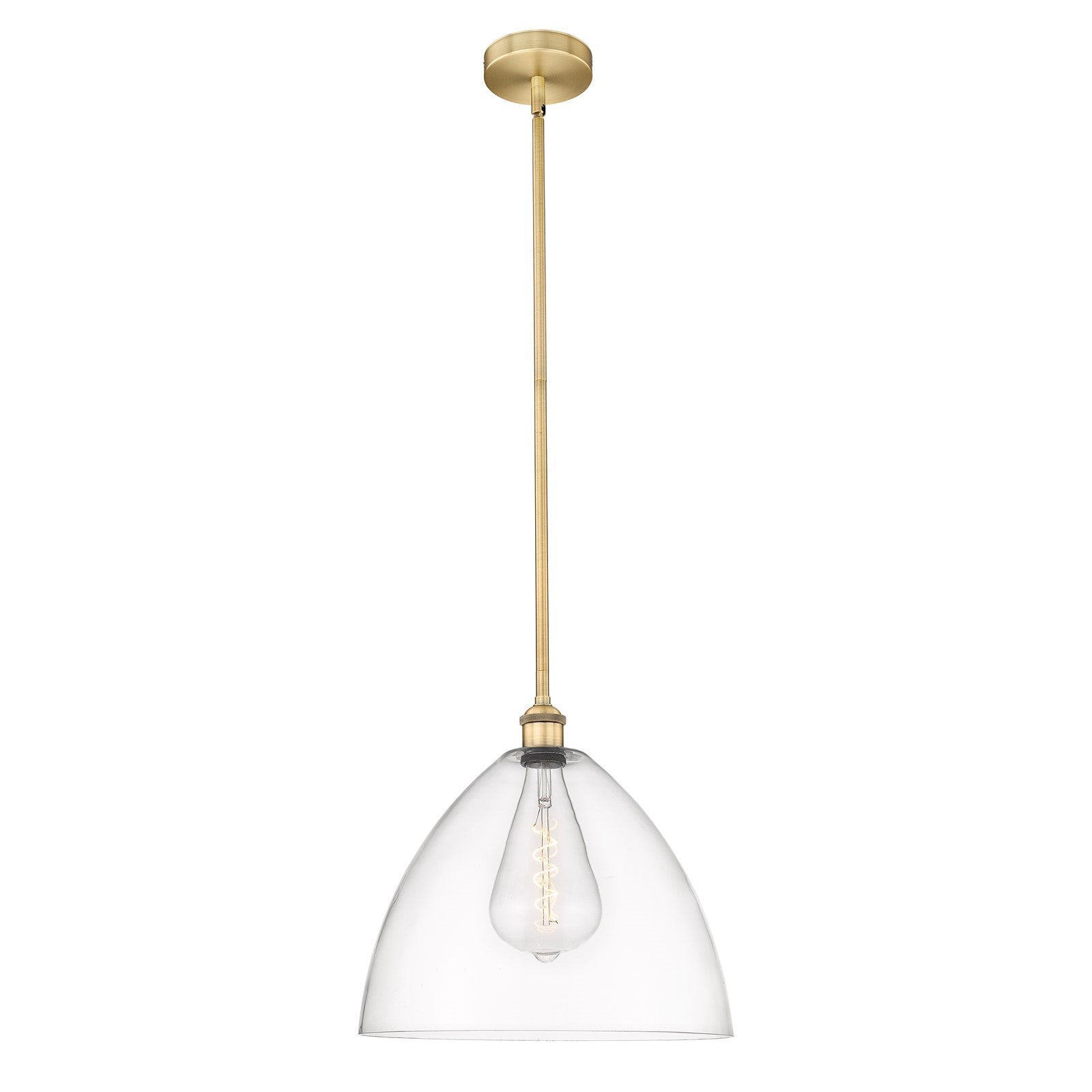 Innovations Bristol 16in 1-Light Pendant | Industrial Brushed Brass Steel and Clear Glass | Kitchen Island & Dining Room | 16 x | Model 616-1S-BB-GBD-162