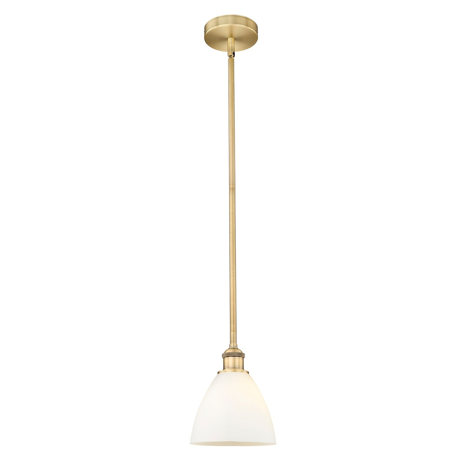 Innovations Bristol 8in 1-Light Mini Pendant | Industrial Brushed Brass Steel and Matte White Glass | Kitchen Island & Dining | Model 616-1S-BB-GBD-751