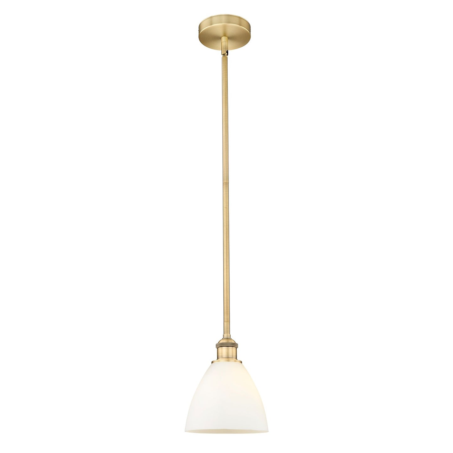 Innovations Bristol 8in 1-Light Mini Pendant | Industrial Brushed Brass Steel and Matte White Glass | Kitchen Island & Dining | Model 616-1S-BB-GBD-751