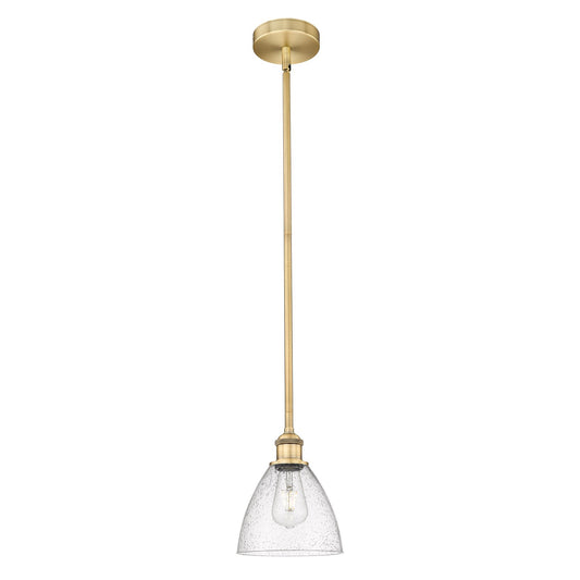 Innovations Bristol 8in 1-Light Mini Pendant | Industrial Brushed Brass Steel and Seedy Glass | Kitchen Island & Dining Room | Model 616-1S-BB-GBD-754