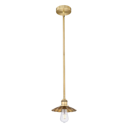 Innovations Scallop 7.5in 1-Light Mini Pendant | Industrial Brushed Brass Steel and Brushed Brass Metal Shade | Kitchen Island & | Model 616-1S-BB-M17-BB