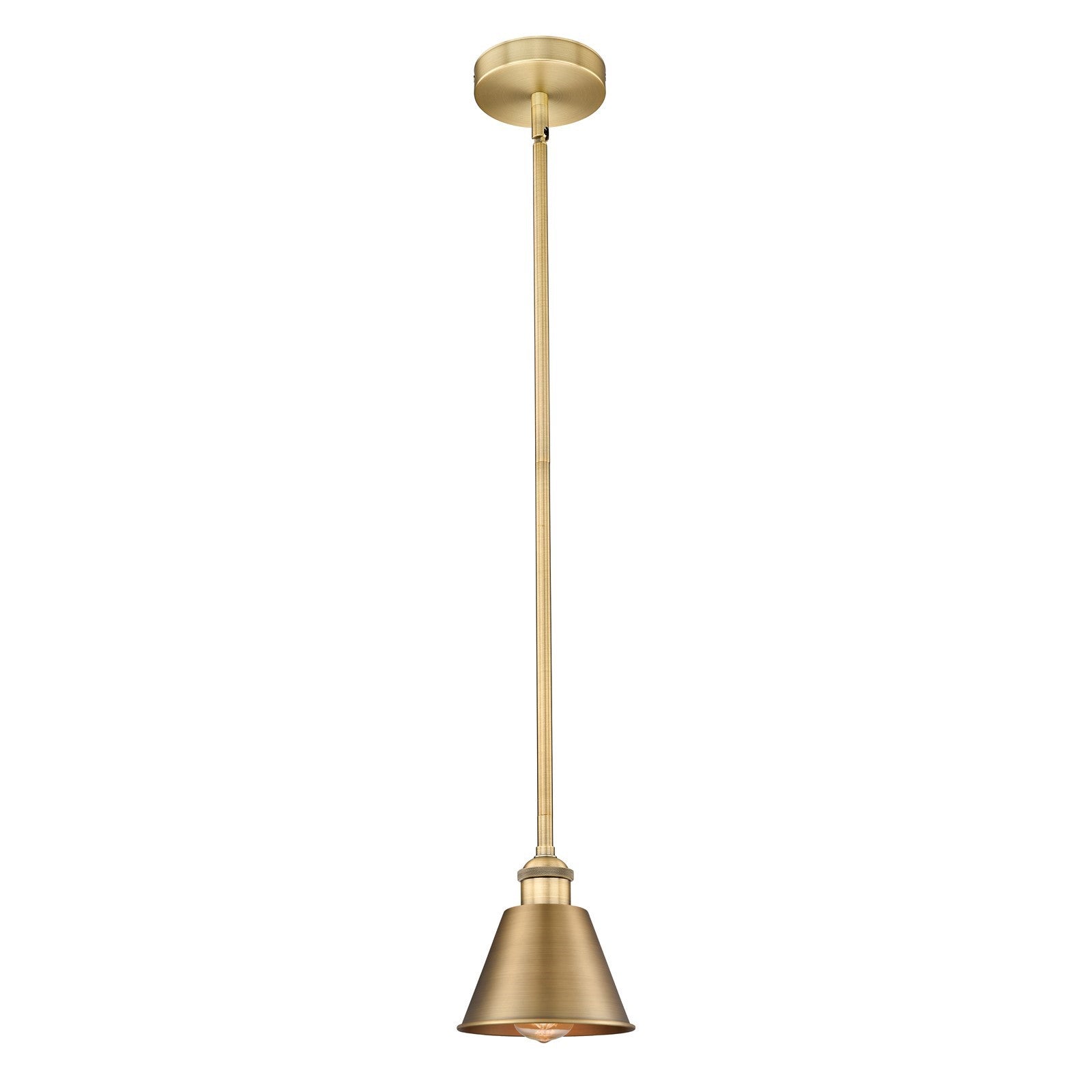 Innovations Smithfield 7in 1-Light Mini Pendant | Industrial Brushed Brass Steel and Brushed Brass Metal | Kitchen Island & | Model 616-1S-BB-M8-LED