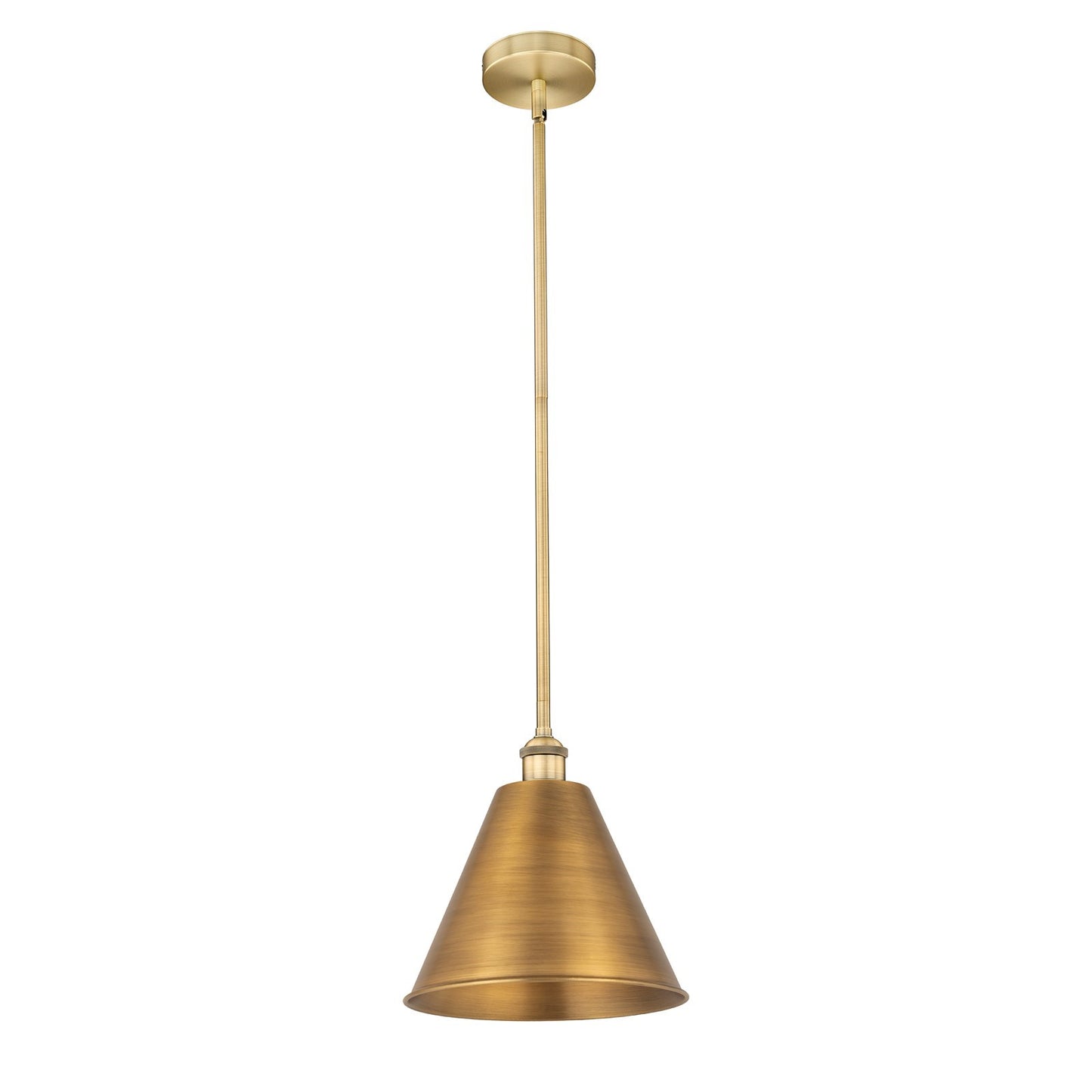 Innovations Berkshire 12in 1-Light Mini Pendant | Industrial Brushed Brass Steel and Brushed Brass Metal Shade | Kitchen | Model 616-1S-BB-MBC-12-BB-LED