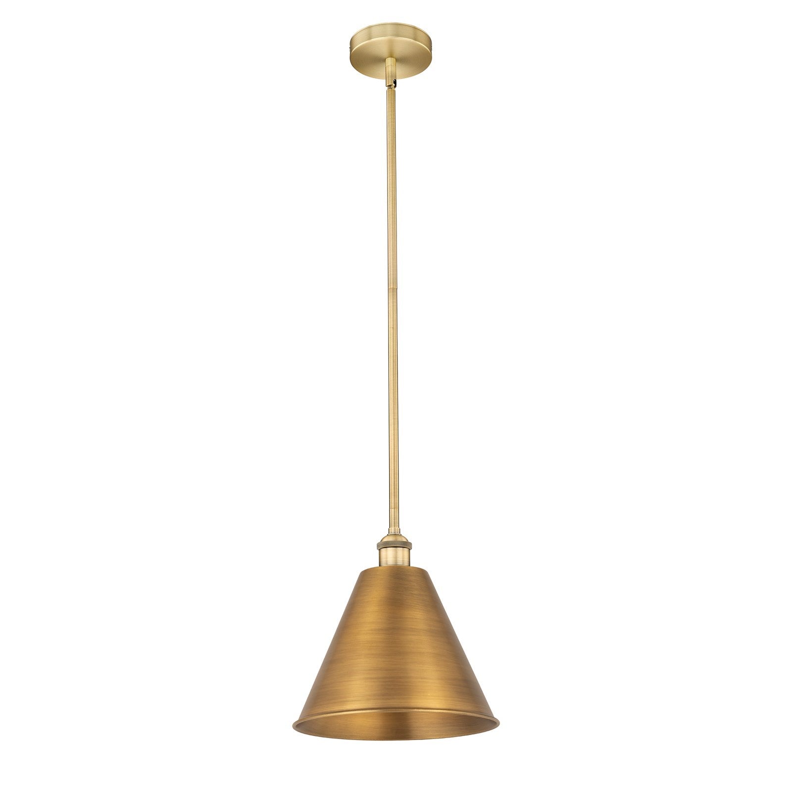 Innovations Berkshire 12in 1-Light Mini Pendant | Industrial Brushed Brass Steel and Brushed Brass Metal Shade | Kitchen | Model 616-1S-BB-MBC-12-BB-LED