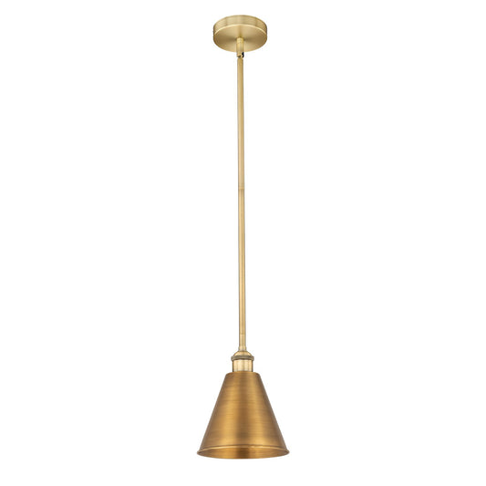Innovations Berkshire Metal 8in 1-Light Mini Pendant | Industrial Brushed Brass Steel and Brushed Brass Metal Shade | Model 616-1S-BB-MBC-8-BB-LED