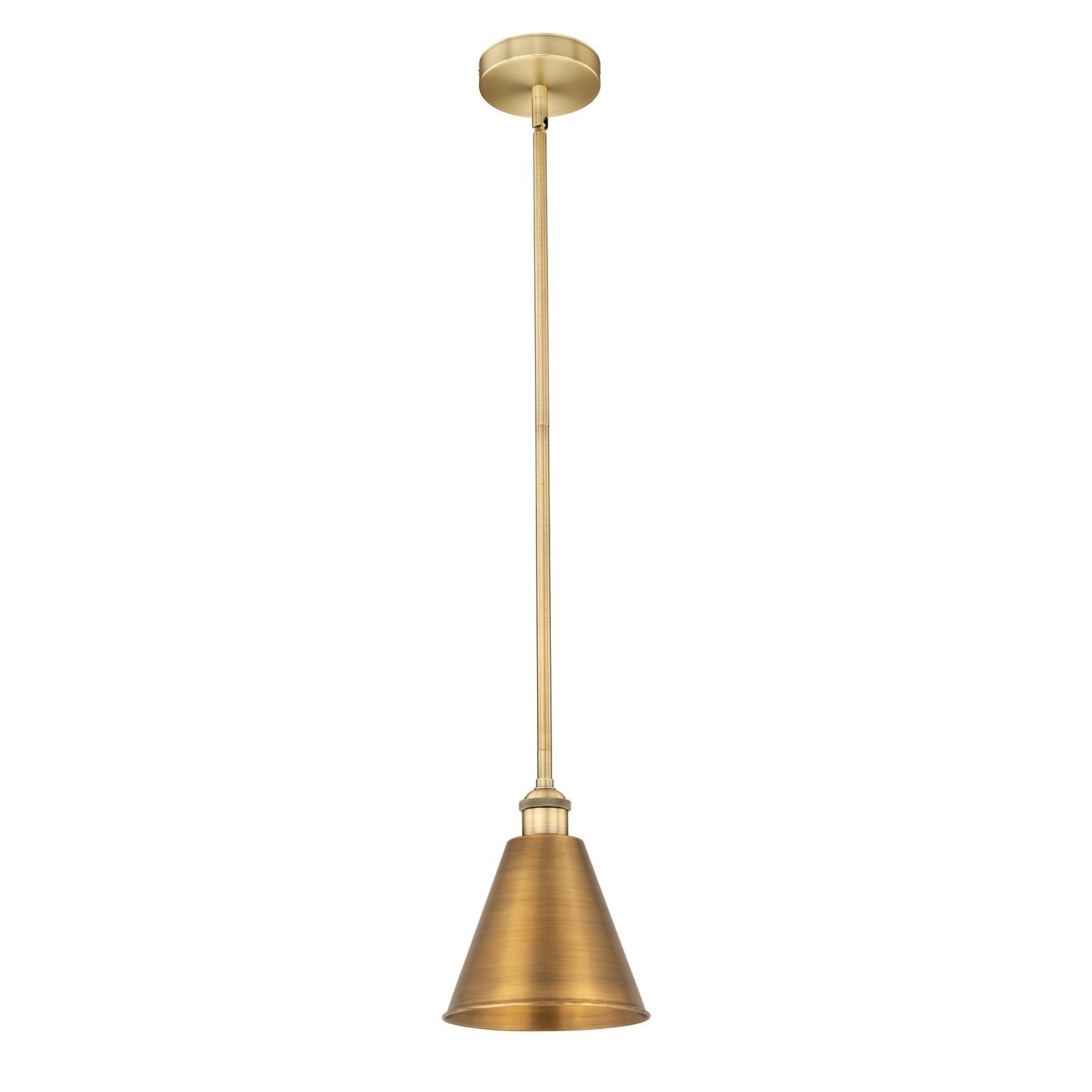 Innovations Berkshire Metal 8in 1-Light Mini Pendant | Industrial Brushed Brass Steel and Brushed Brass Metal Shade | Model 616-1S-BB-MBC-8-BB-LED