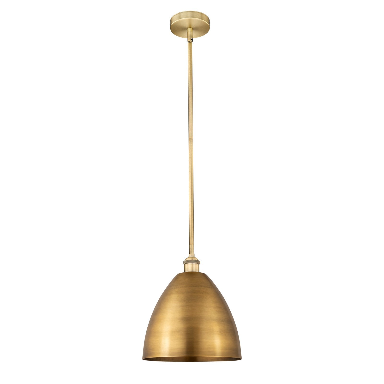 Innovations Bristol 12in 1-Light Mini Pendant | Industrial Farmhouse Brushed Brass Steel and Brushed Brass Metal Shade | Model 616-1S-BB-MBD-12-BB-LED