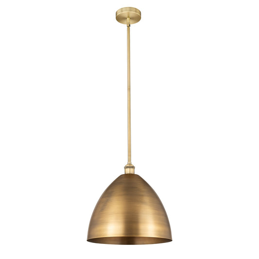 Innovations Bristol 16in 1-Light Mini Pendant | Industrial Farmhouse Brushed Brass Steel and Brushed Brass Metal Shade | Model 616-1S-BB-MBD-16-BB