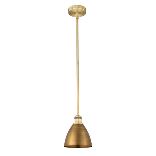 Innovations Bristol 7.5in 1-Light Mini Pendant | Industrial Brushed Brass Steel and Brushed Brass Metal Shade | Kitchen | Model 616-1S-BB-MBD-75-BB-LED