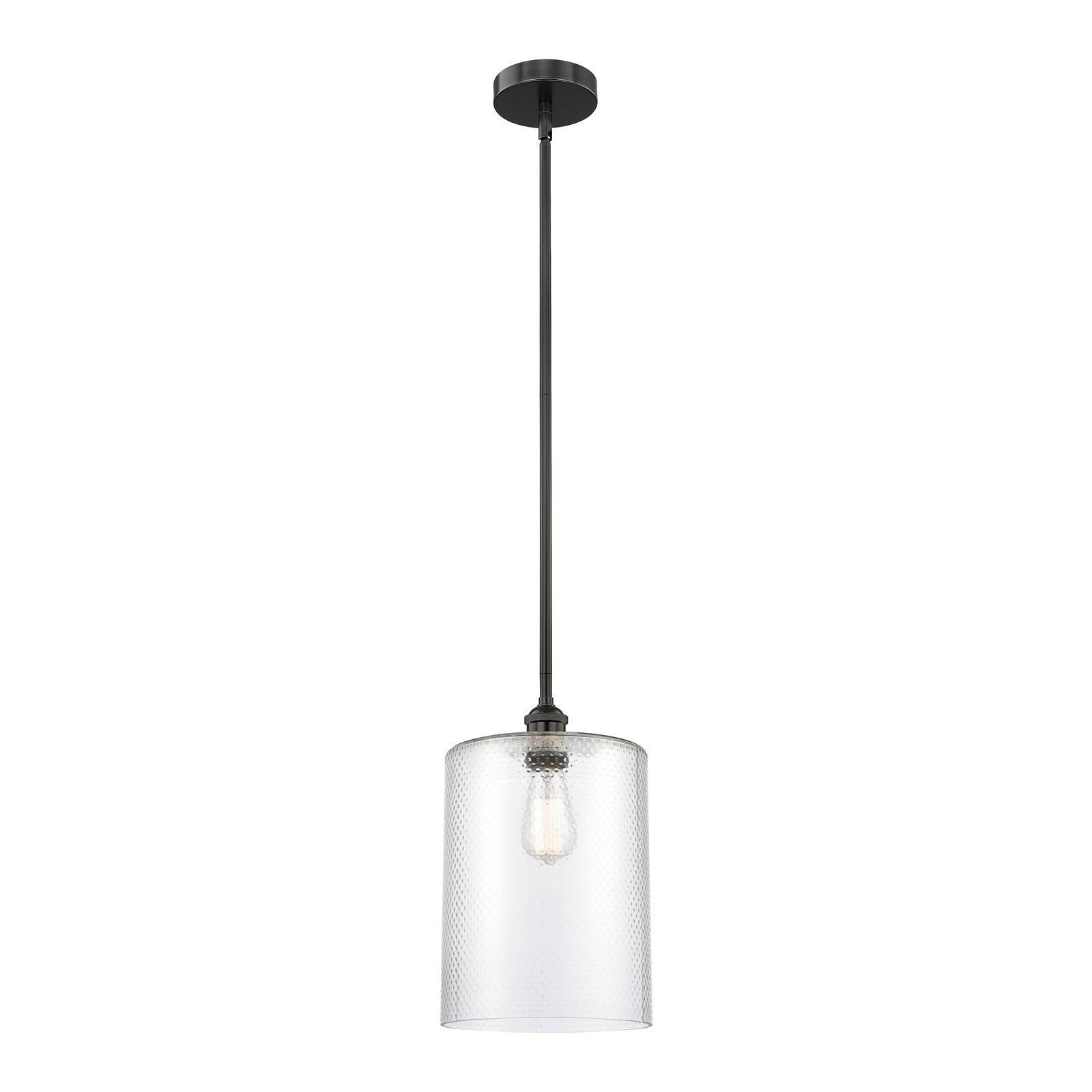 Innovations Cobbleskill 9in 1-Light Mini Pendant | Industrial Matte Black Steel and Clear Glass | Kitchen Island & Dining | Model 616-1S-BK-G112-L-LED
