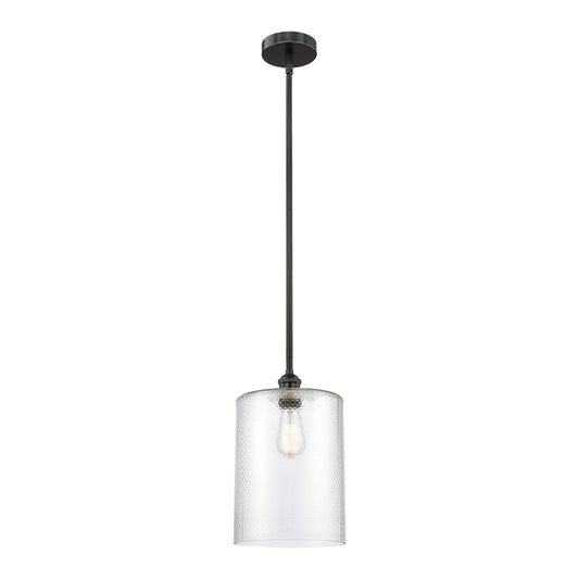 Innovations Cobbleskill 9in 1-Light Mini Pendant | Industrial Matte Black Steel and Clear Glass | Kitchen Island & Dining | Model 616-1S-BK-G112-L-LED